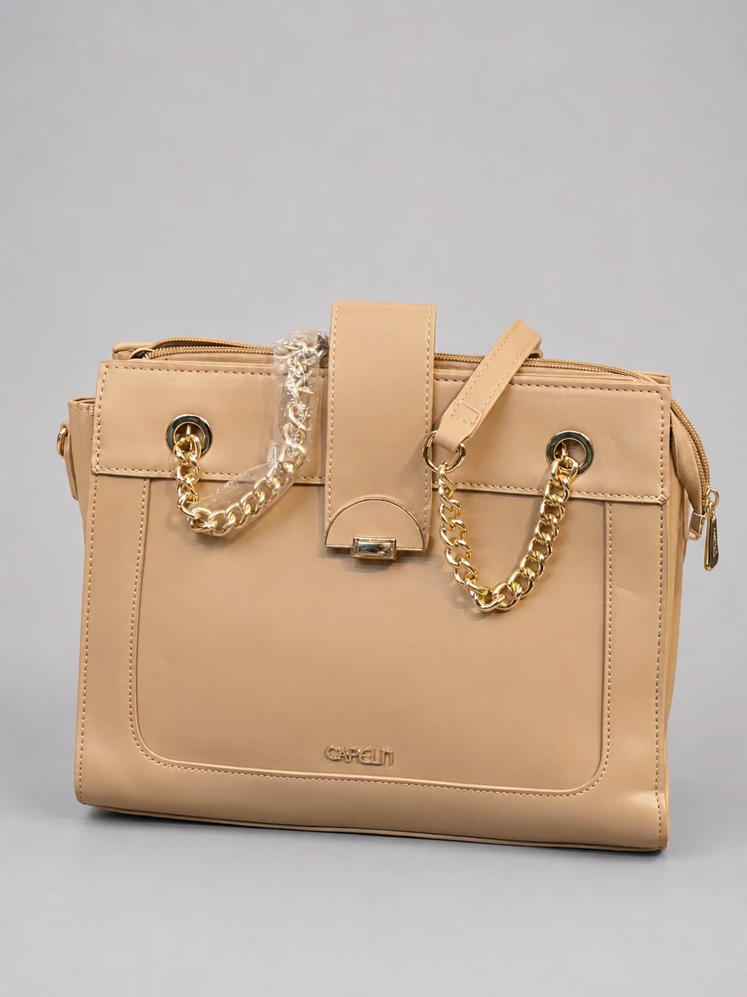 Women's Premium Beige Leather Handbag | Elegant Office & Casual Tote