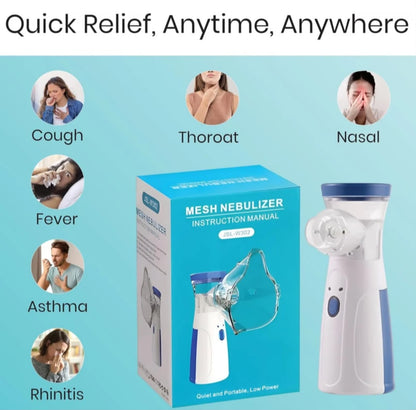 Portable Rechargeable Mesh Nebulizer Machine – Handheld Silent Microgrid Atomizer for Kids & Adults