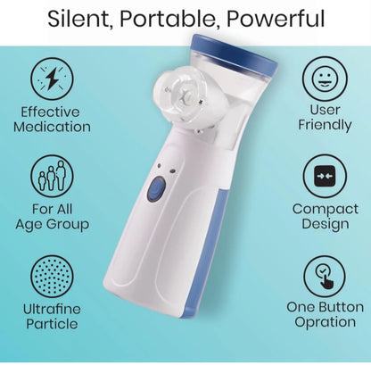 Portable Rechargeable Mesh Nebulizer Machine – Handheld Silent Microgrid Atomizer for Kids & Adults
