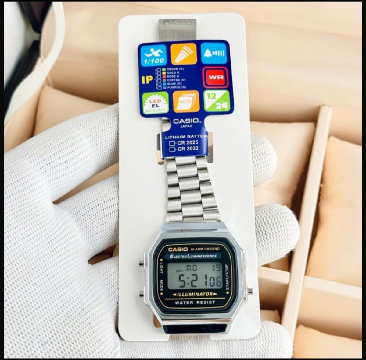 Classic Digital Retro Watch for Men & Women – Stainless Steel Bracelet, LED Backlight & Water Resistant