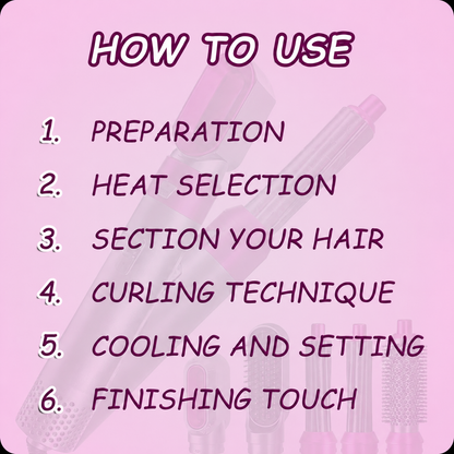 5-in-1 Hair Styler Hot Air Brush with Curling Attachments
