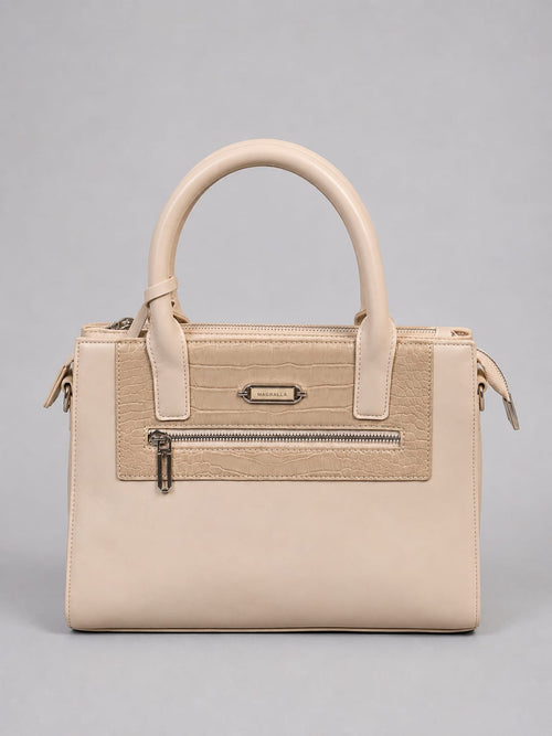 Magballa Women's Elegant Beige Crocodile Texture Handbag | Premium Office & Casual Tote Bag