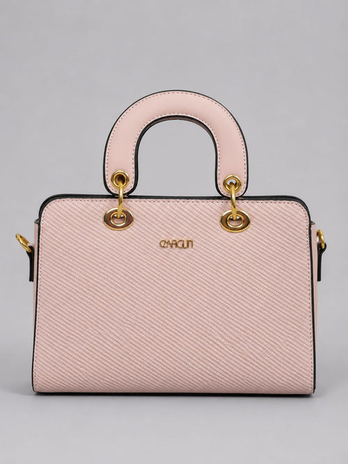 Capglin Women's Elegant Blush Pink Textured Handbag | Premium Top Handle & Shoulder Bag