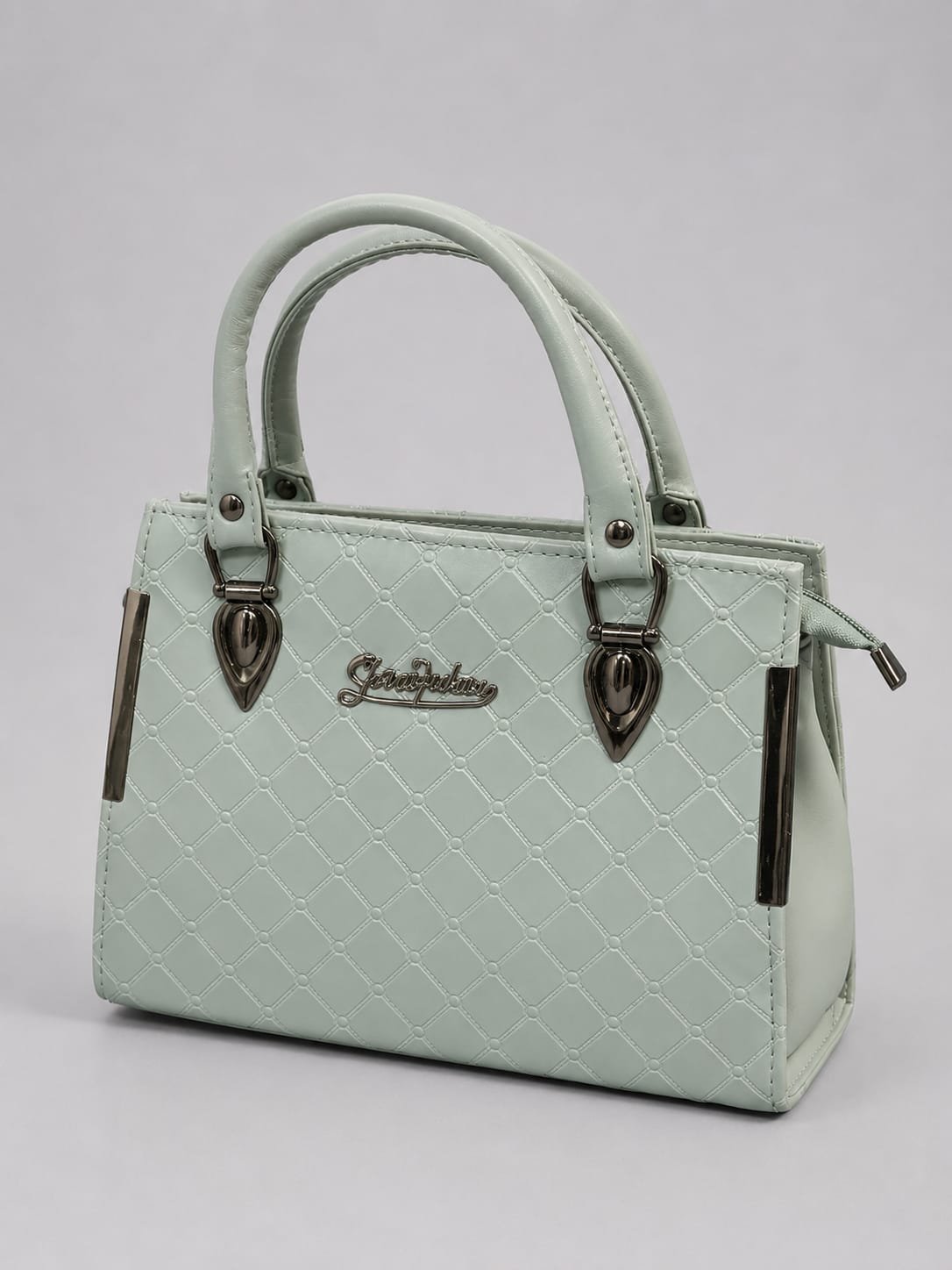 Women's Elegant Mint Green Quilted Handbag | Premium Top Handle Tote & Shoulder Bag